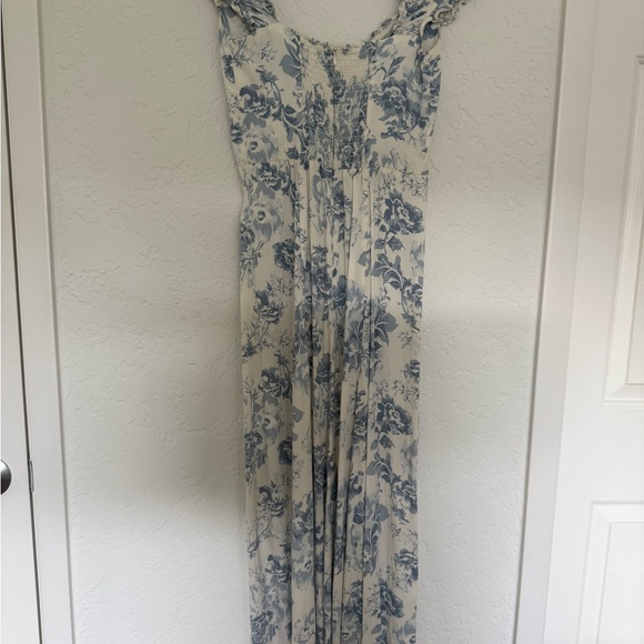 Reformation Blue and White Off-Shoulder Sundress with Slit - Picture 5 of 7